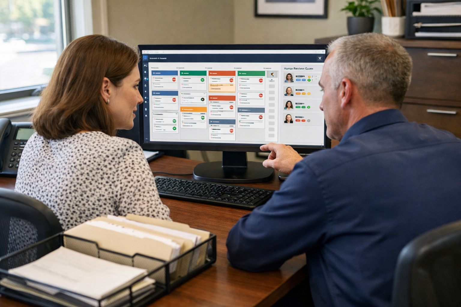 Agency team reviewing an automated workflow