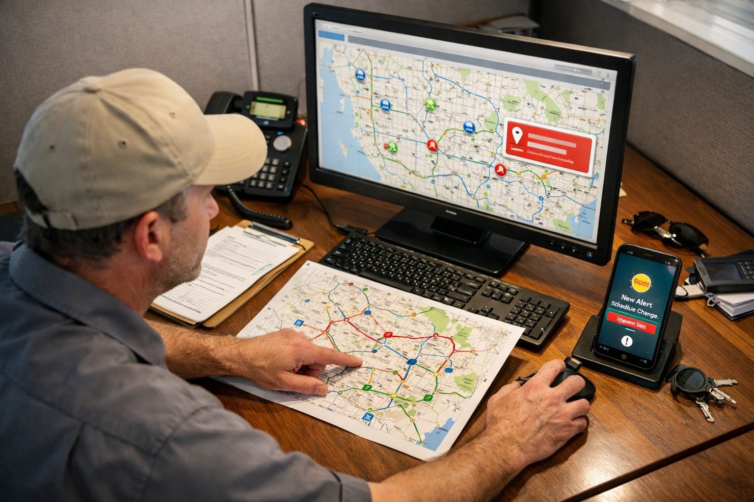 Dispatcher Managing a Route Change